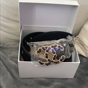 Black leather Fashion belt size37”-41”